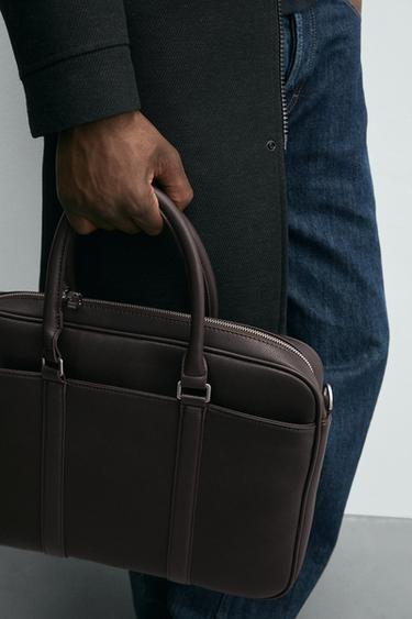 Zara TEXTURE BRIEFCASE - Brown - Image 0