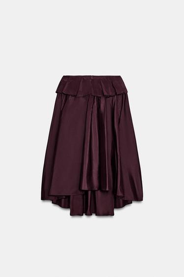 VOLUMINOUS MIDI SKIRT - Burgundy by Zara - Image 8