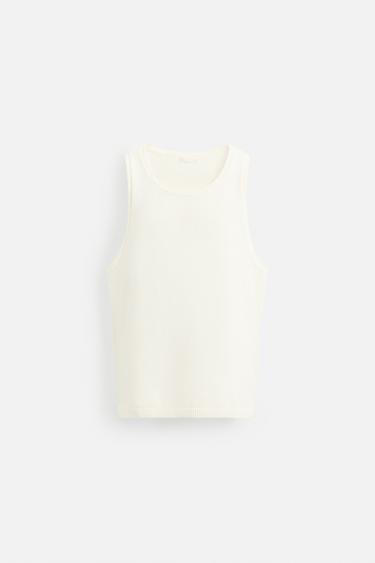 TEXTURED KNIT TANK TOP - Ecru by Zara - Image 6