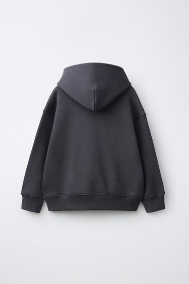EMBOSSED TEXT HOODIE — Dark anthracite 2