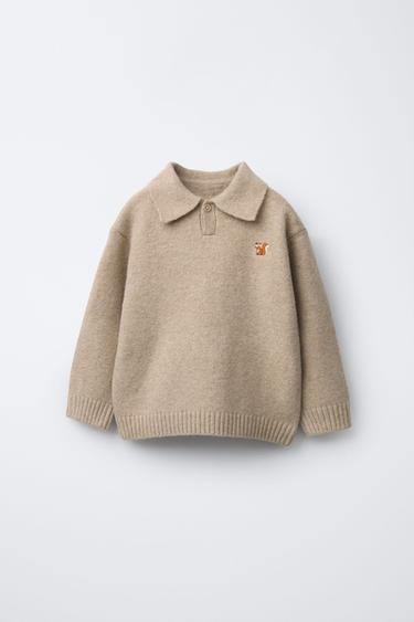 Zaras STICKAD POLO MED BRODERI OCH MJUK KÄNSLA - Sandfärgad