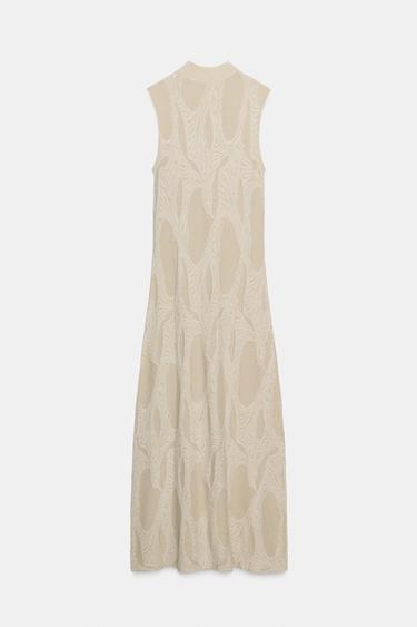 ROBE LONGUE EN JACQUARD - Écru moyen de Zara - Image 5