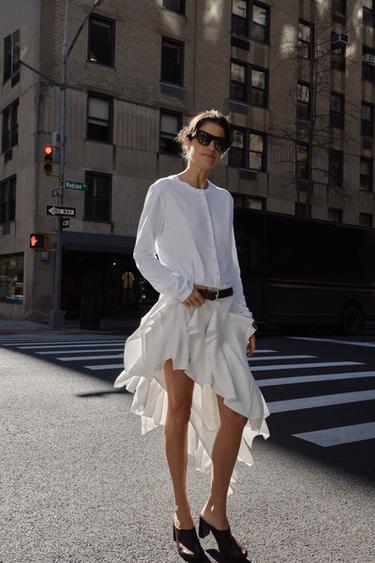 Zara 100% COTTON BUTTON T-SHIRT - White - Image 0