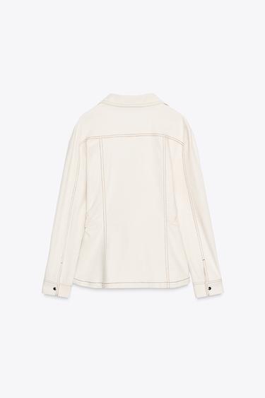 CHEMISE AJUSTÉE EN JEAN - Écru de Zara - Image 7