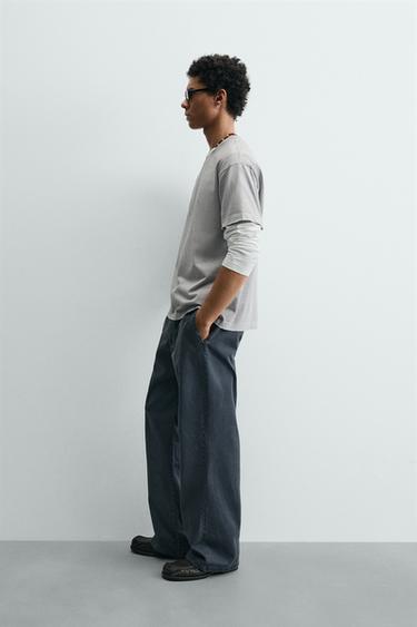 T-SHIRT COUPE BOXY LAVÉ - Gris clair de Zara - Image 3