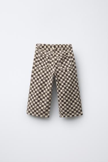PANTALON SERGE JUPE-CULOTTE DAMIER - Gris de Zara - Image 1
