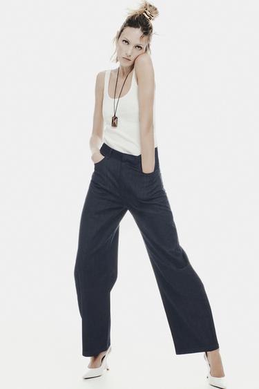 JEANS ZW COLLECTION BARREL TIRO ALTO - Azul de Zara