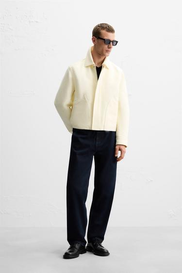CAZADORA ALGODÓN CROPPED FIT - Crudo de Zara - Imagen 0