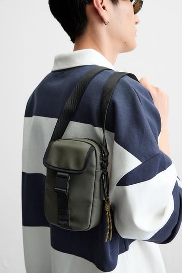 Zara RUBBERIZED CROSSBODY BAG - Khaki Green - Image 0