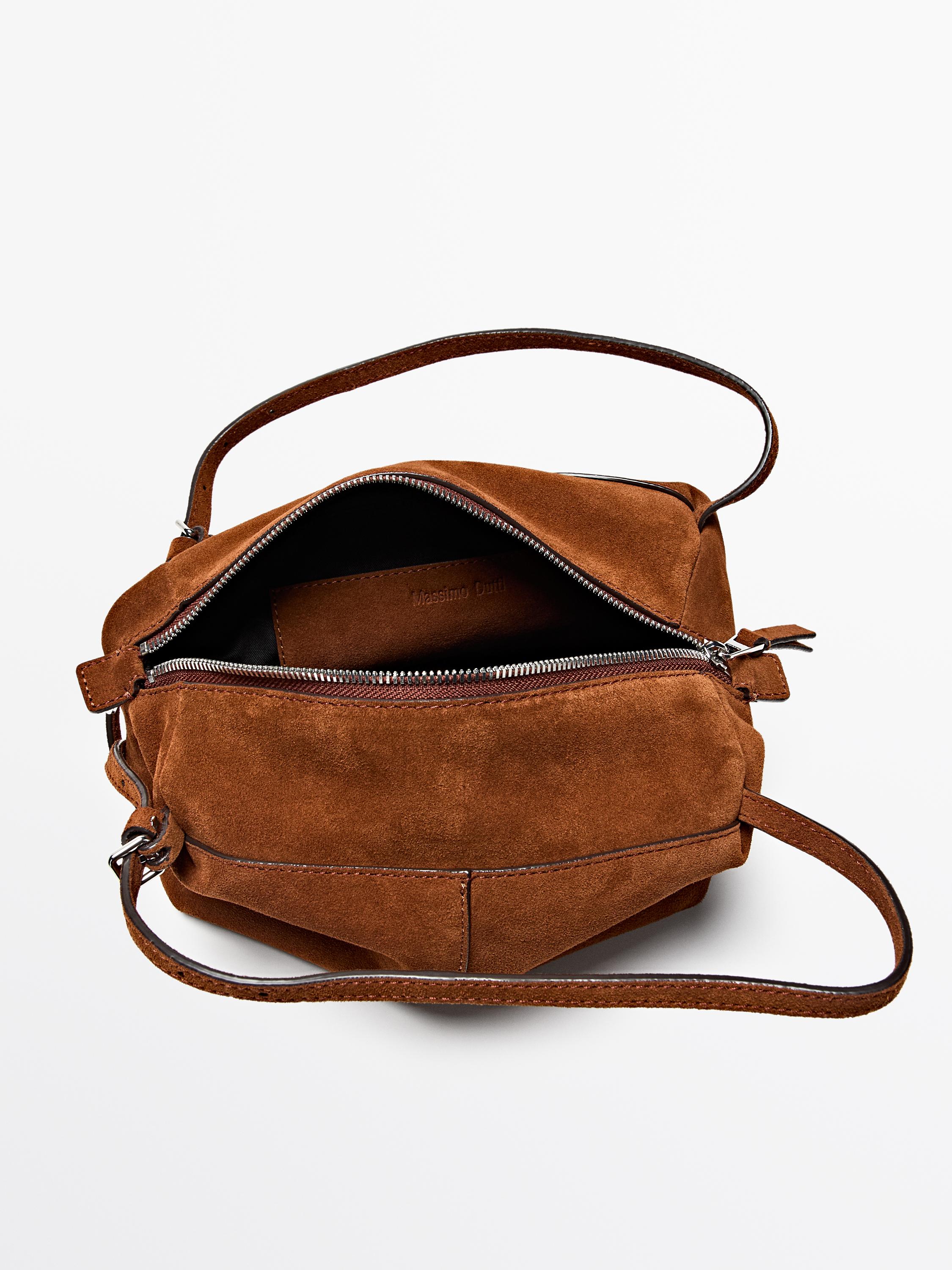 Split leather mini satchel bag