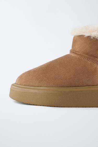 FAUX FUR ANKLE BOOTS - Brown by Zara - Image 6