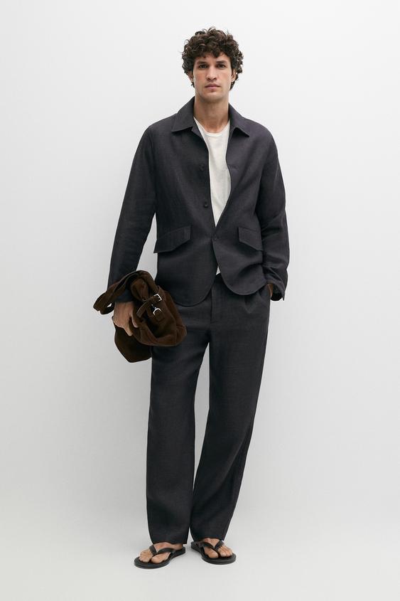 Zara 100% linen total look melange overshirt