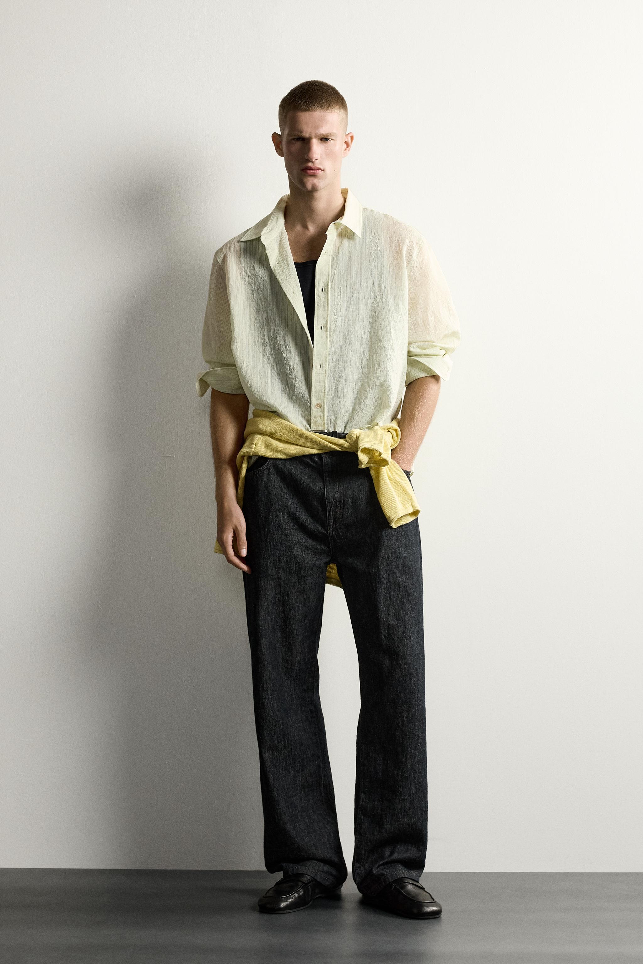 Мужские рубашки Zara TEXTURED FLUID SHIRT