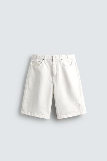 BAGGY FIT BERMUDA SHORTS - White by Zara