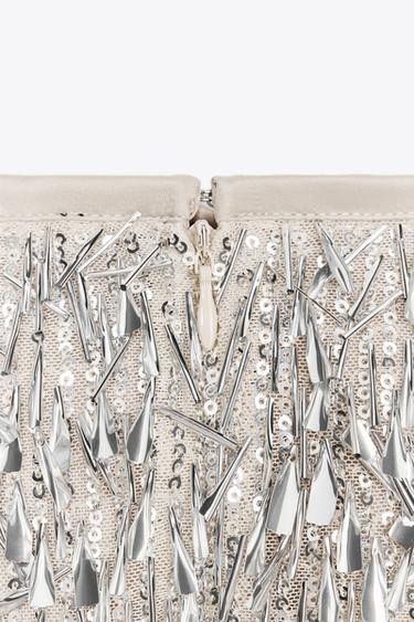 SEQUINNED MIDI SKIRT - Silver by Zara - Image 7