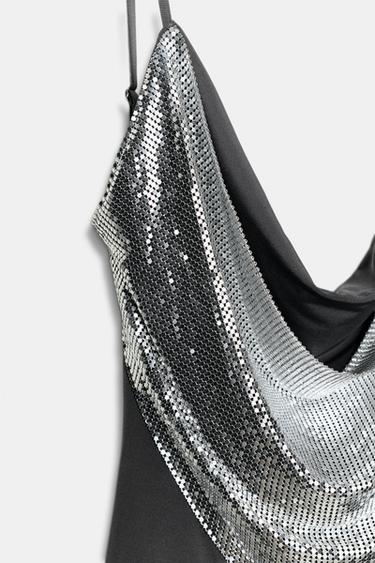 ROBE COURTE BIMATIÈRE EN MAILLE - Plomb foncé de Zara - Image 6