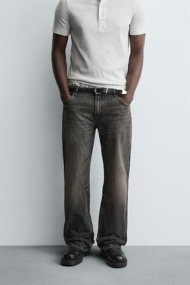 Zara LOW RISE FLARE FIT JEANS - Charcoal