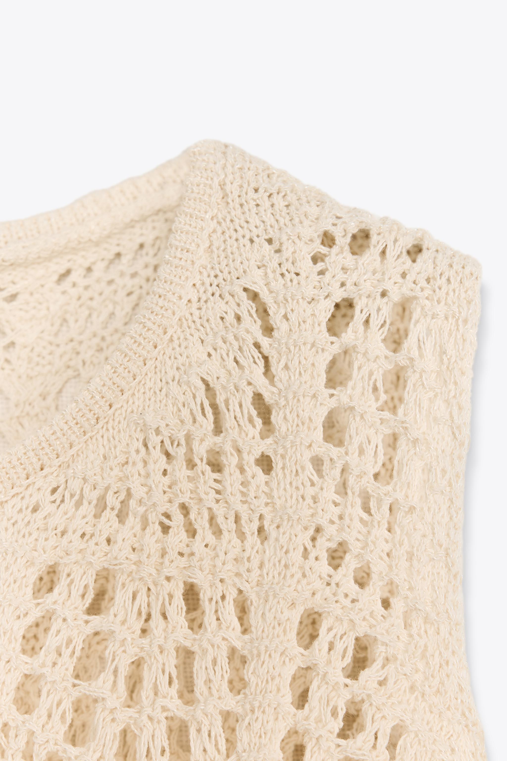 【ZARA】POINTELLEニットトップス  6771/060/712 POINTELLE KNIT TOP - Ecru | ZARA United States