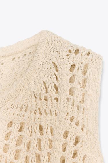 POINTELLE KNIT TOP - Ecru by Zara - Image 7