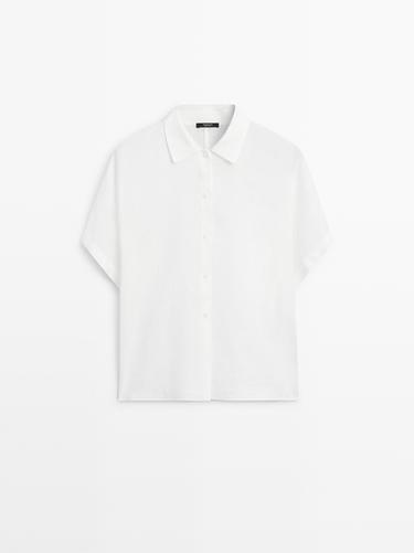 Zara 100% linen short sleeve shirt - White - Image 0