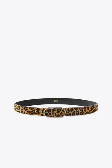 Zara ANIMAL PRINT LEATHER BELT - Leopard
