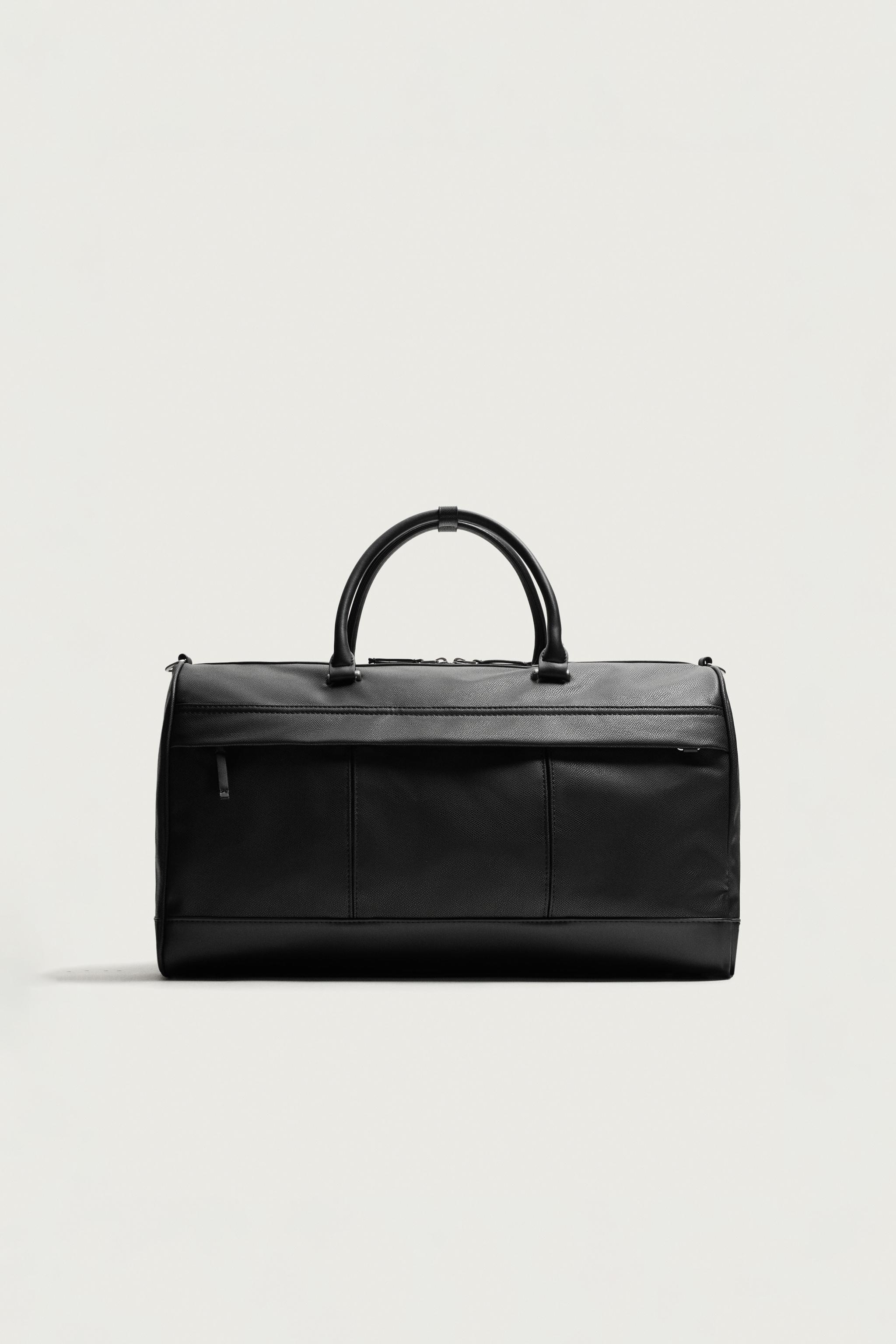 TEXTURED DUFFEL BAG — Black