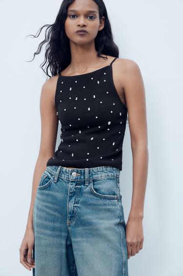 TOP ESPALDA DESCUBIERTA JOYAS - Negro de Zara