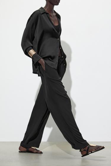 FLOWING PYJAMA-STYLE TROUSERS - Black by Zara - Image 2