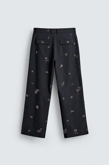 RELAXED FIT SEQUIN TROUSERS - Dark navy by Zara - Image 7