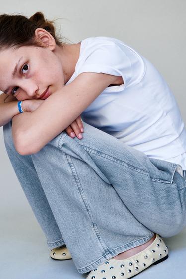 WIDE-LEG JEANS WITH DRAWSTRINGS - Light blue by Zara