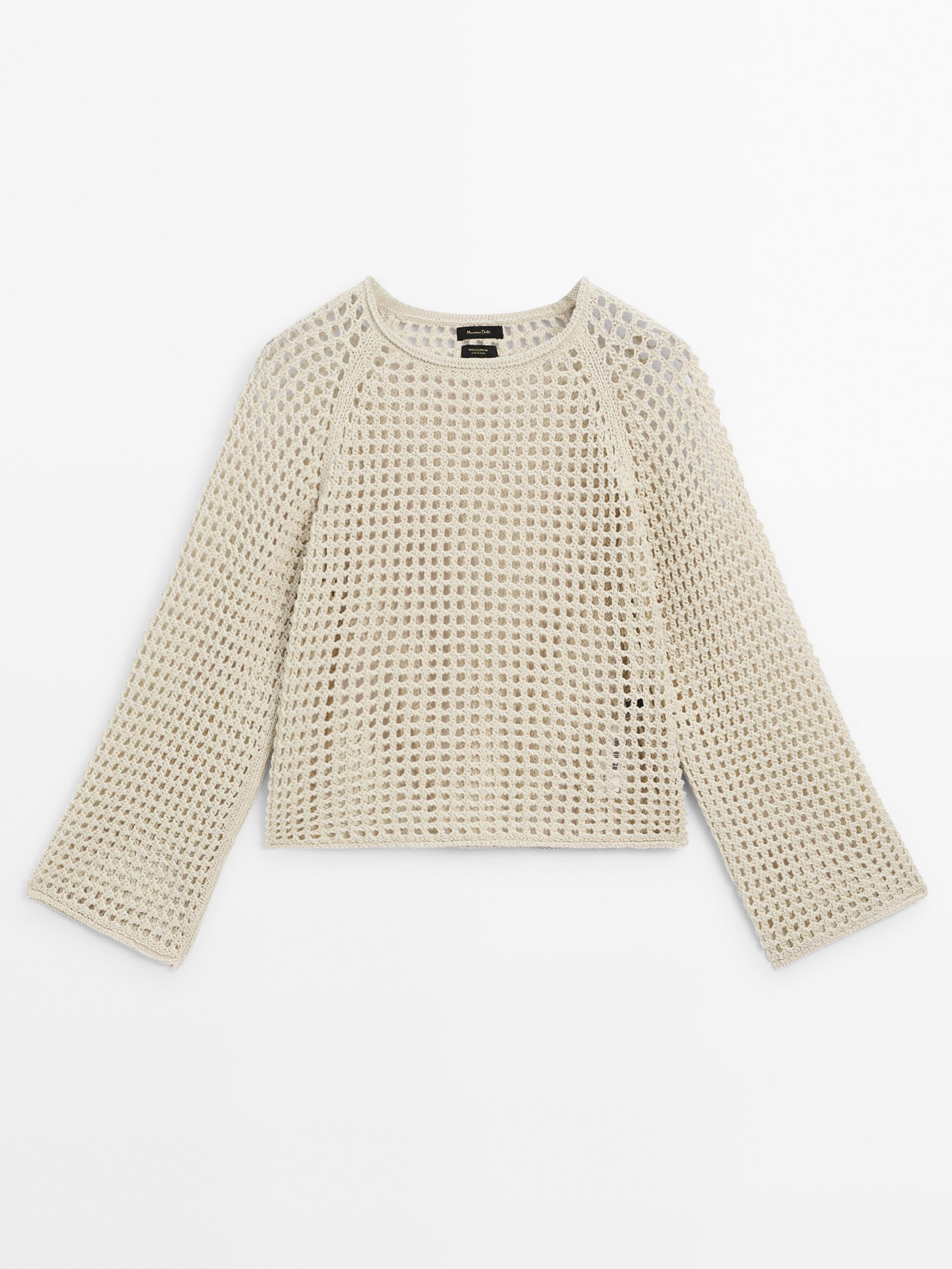 Cutwork sweater with wide sleeves - Greenish | ZARA United