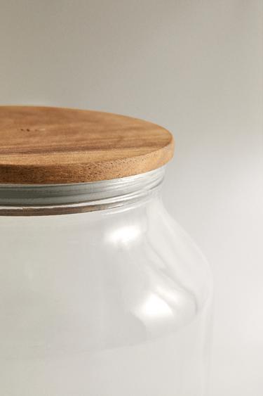 ACACIA WOOD AND GLASS STORAGE JAR - Transparent by Zara - Image 3
