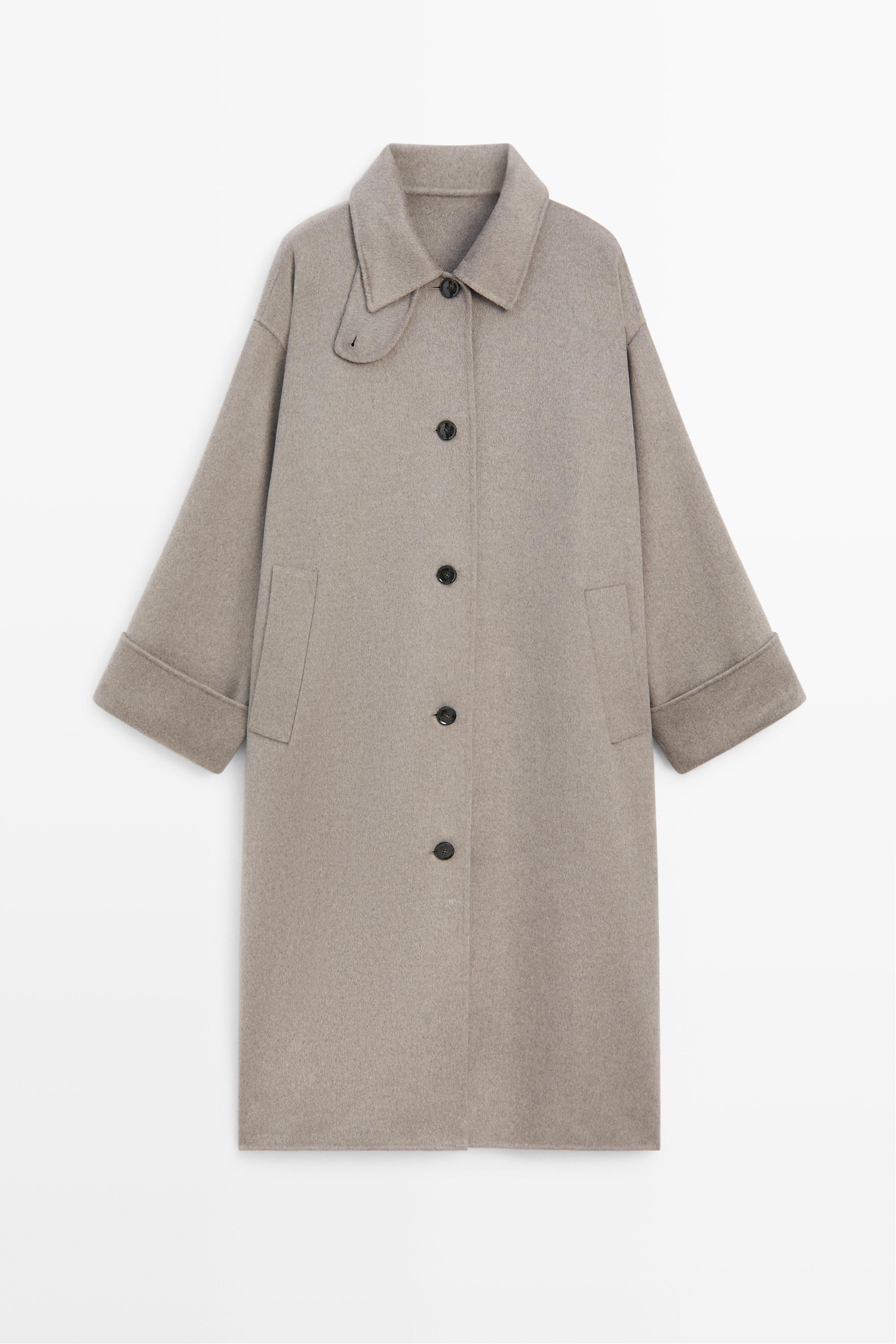 Long wool-blend coat with collar detail