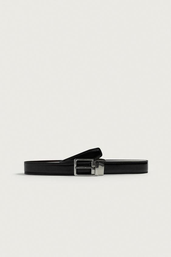 Zara Skinny Black Leather Double Wrap Belt New Zara Black Belt Skinny Faux Leather Silver Buckle size  main image 2