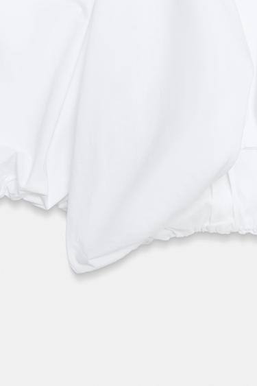 PUFF SLEEVE POPLIN CROP TOP - White by Zara - Image 5