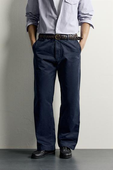 STRAIGHT FIT CHINO TROUSERS — Navy blue 2