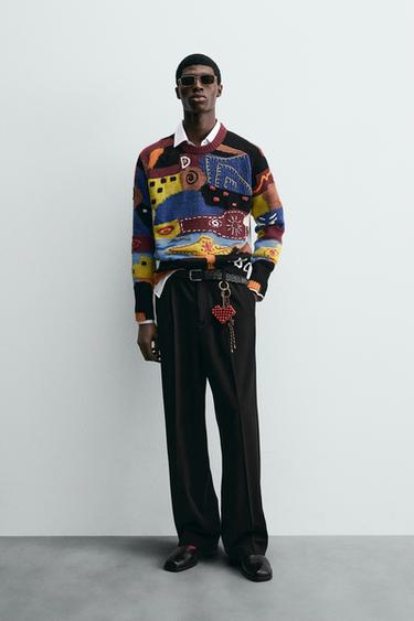 CALÇA RELAXED FIT COM PREGAS - Preto da Zara