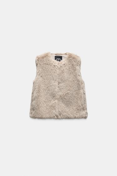 FAUX FUR WAISTCOAT ZW COLLECTION - Taupe grey by Zara