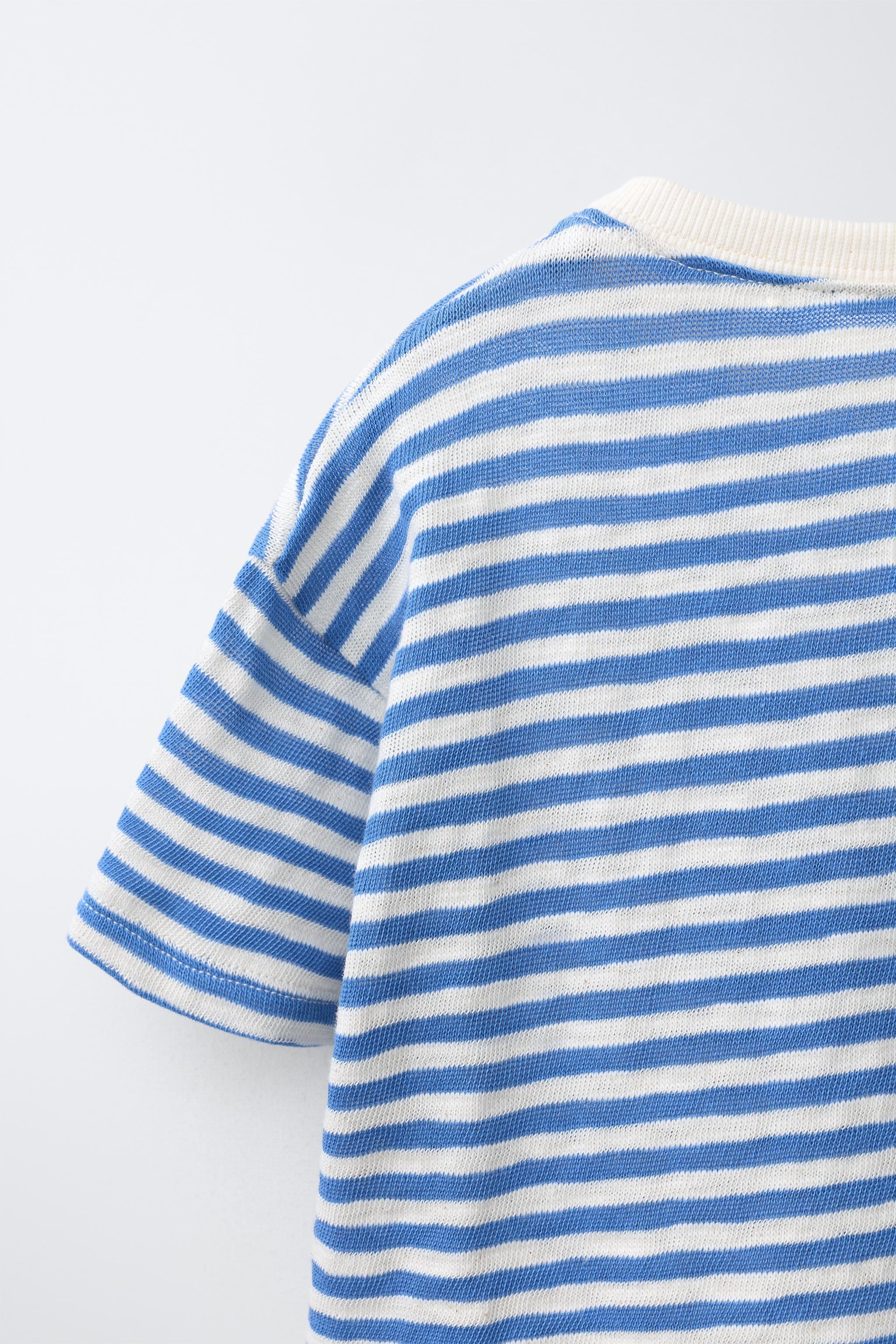 EMBROIDERED FISH STRIPED T-SHIRT