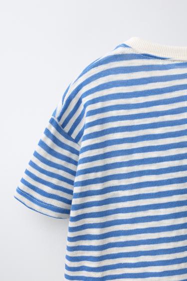 STRIPED FISH EMBROIDERY T-SHIRT - Blue by Zara - Image 3