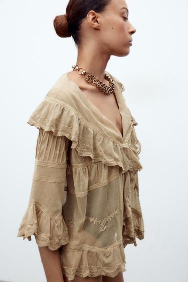 TOP TULLE BRODÉ À VOLANTS - Pierre de Zara - Image 2