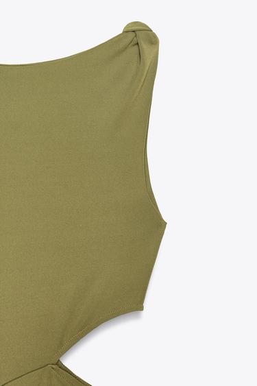 ROBE MI-LONGUE AJOURÉE - Vert de Zara - Image 7
