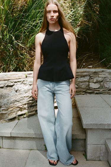 PEPLUM STRETCH TOP - Black by Zara