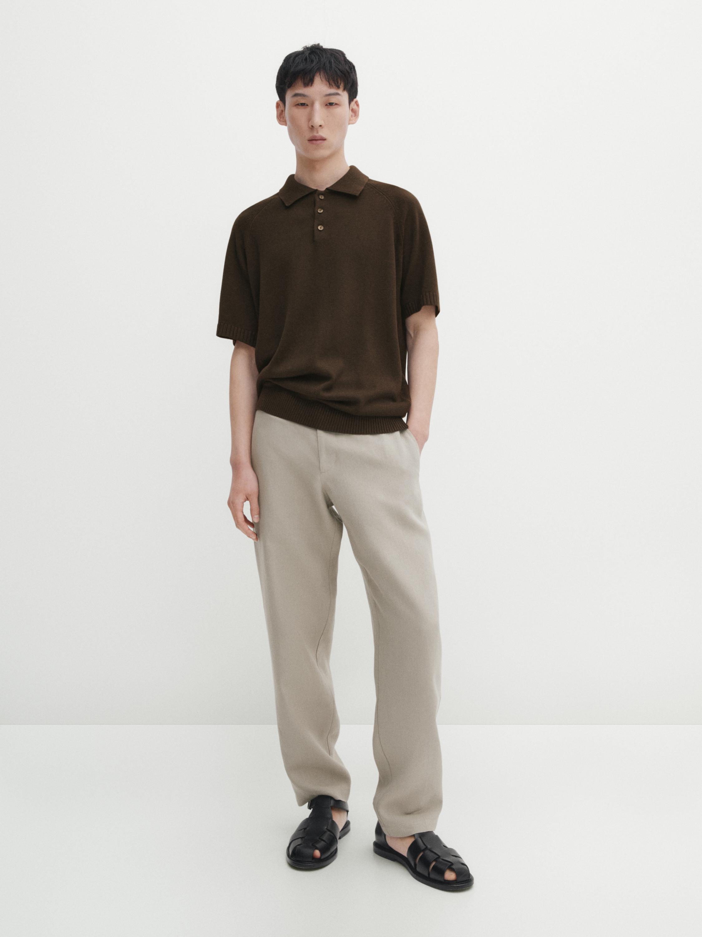 Short sleeve knit polo shirt - Grays | ZARA United States