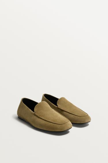 LEATHER LOAFERS - Gold by Zara
