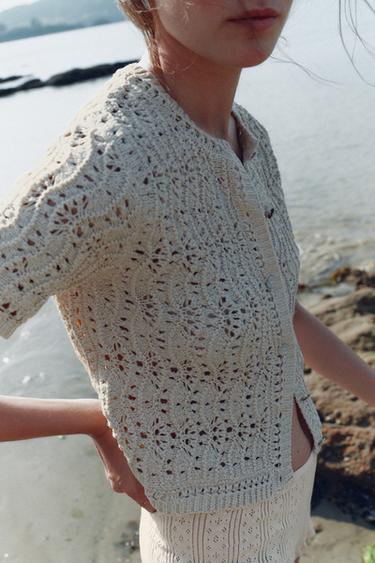 GILET EN MAILLE OUVERTE - Beige de Zara - Image 2