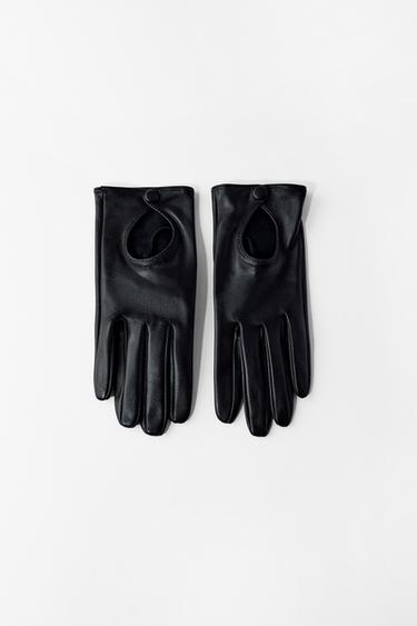 GUANTES CORTOS PIEL - Negro de Zara