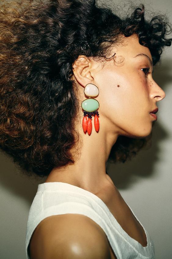 DOUBLE RESIN BEAD EARRINGS from Zara - $29.90