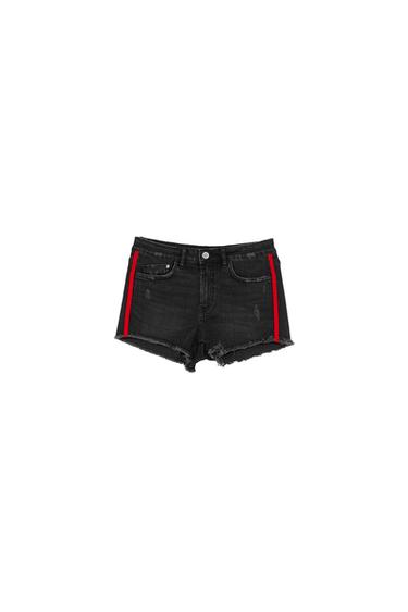 DENIM LOW-RISE SHORTS WITH SIDE STRIPES