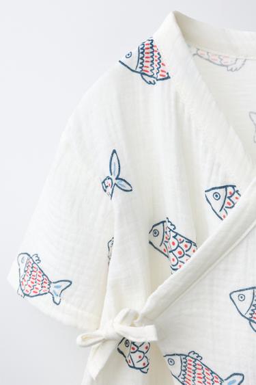 PRINTED FISH WRAP ROMPER - White by Zara - Image 2
